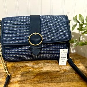 Talbots Navy Woven Crossbody Bag